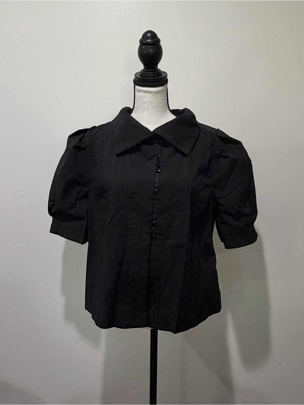 SDEER Puff Sleeve Button-Front Top Whimsigoth Dark Academia